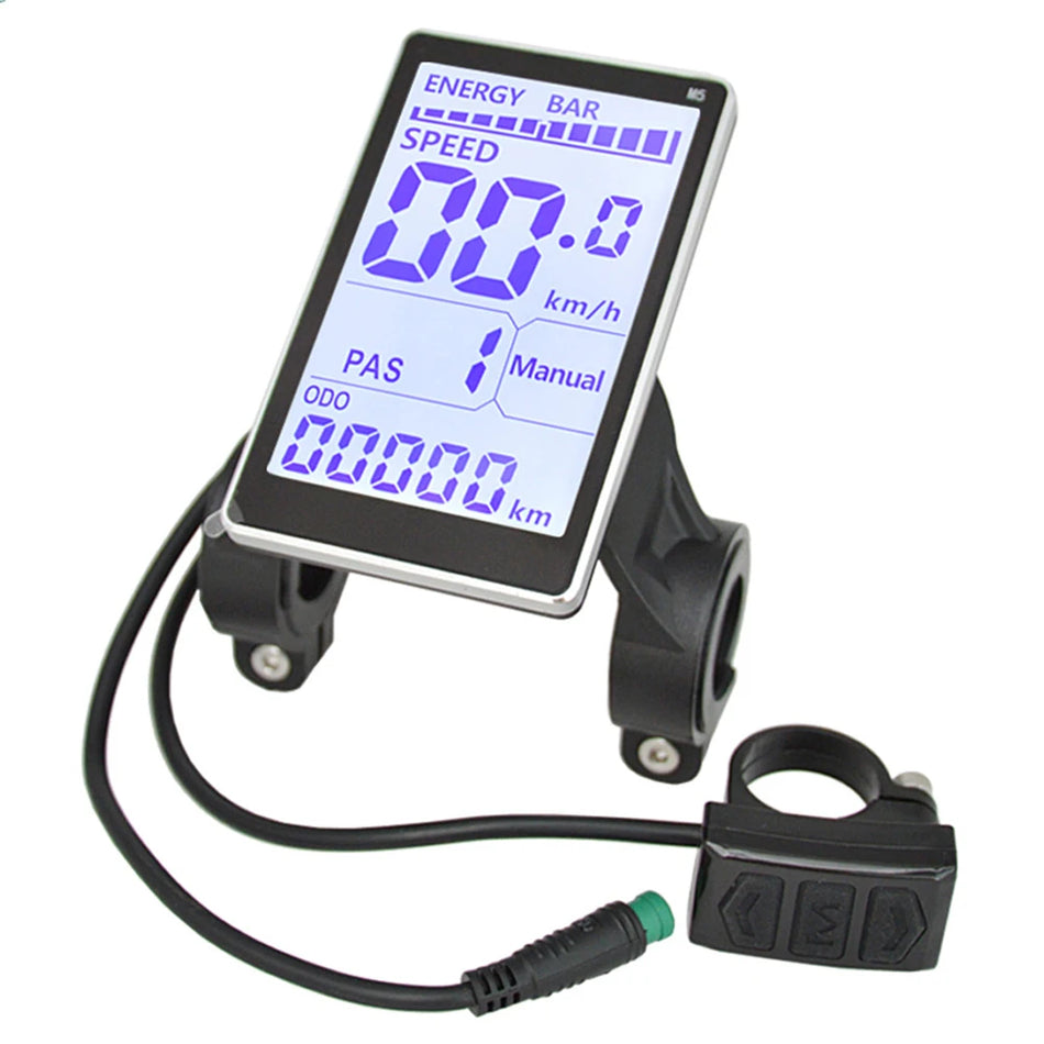 M5 e scooter panel monitor mounted on mountain electric bike handlebar