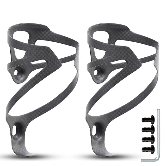 HUALONG 3K Carbon Fiber Bicycle Water Bottle Cage MTB Road Bike Water Bottle Holder Cages, Matte Black, Weight (16±2g)