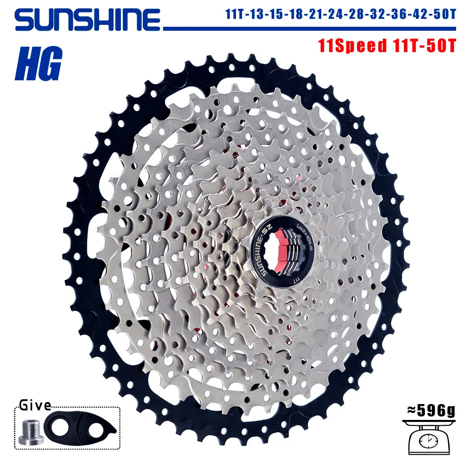 SUNSHINE Bicycle Cassette 8/9/10/11/12Speed Freewheel 32/36T/40T/42T/46T/50T/52T Sprocket HG Structure Flywheel For SHIMANO/SRAM 11 Speed 11T-50T China