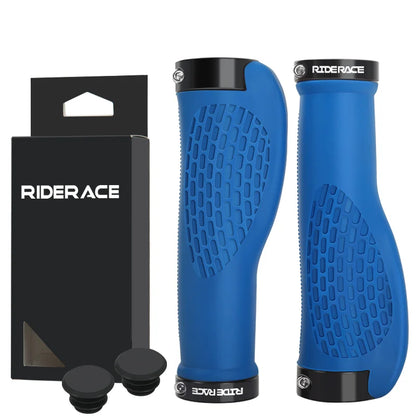 RIDERACE Bicycle Handlebar Grips Dual Lock Mountain Bike Handle Bar Cover Shockproof Non-Slip Ergonomic Cycling Grip Soft Rubber
