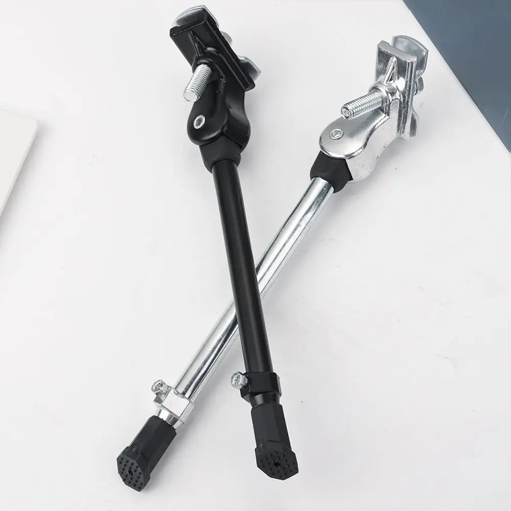 Bike Kick Stand Cycle Adjustable Alloy Foot Heavy Duty Prop Bicycle Mountains Sports Black Silver