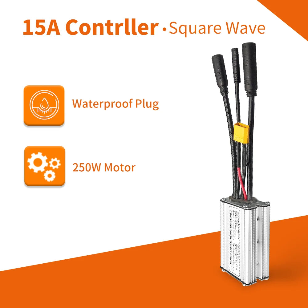 KunTeng Electric Bike Controller 36V 48V XT60 Waterproof Brushless 250W 350W 500W 1000W with 1T4 Cable 2Pin E-Brakes