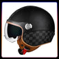 Motorcycle Helmet Handmade Leather Men Women Open Face Helmet Double Visor Jet Helmets TYPE B CHINA