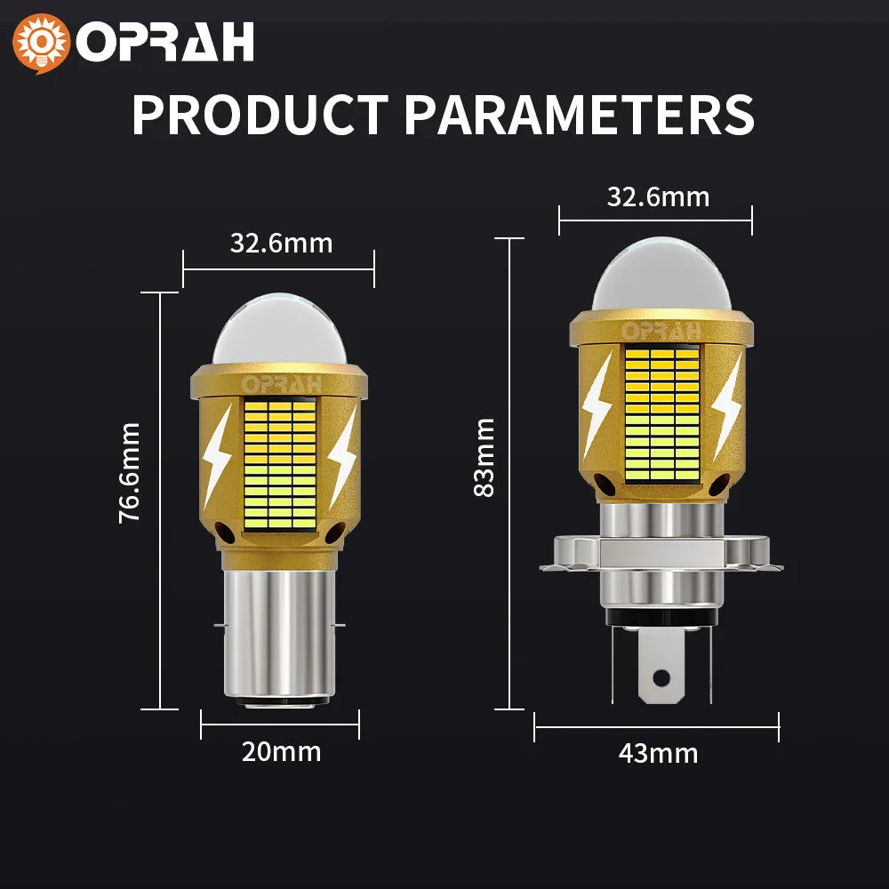 Oprah H4 LED Motorcycle Headlight Bulbs 10000LM Led Moto Light High Low Beam White Yellow Lamp Canbus For Yamaha Kawasaki Suzuki