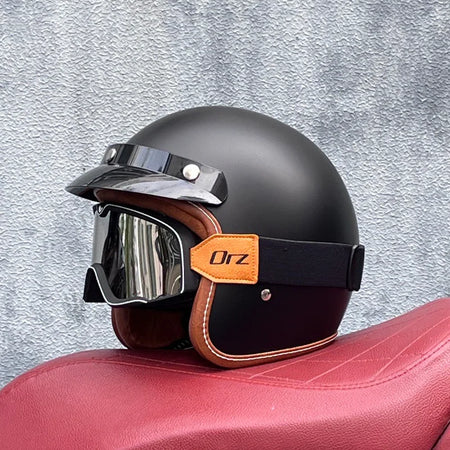 Motorcycle Half Open Face Four Seasons Universal Semi-open Motocross Helmet Matte Black SFB