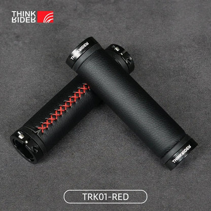ThinkRIder Fiber Leather Bicycle Handlebar Grips City Bike Scooter MTB Cover Handle Bar End Non-slip Aluminum Lock