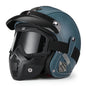 Retro Harley Motorcycle Helmet Quater-Mask in Dark Blue Leather with Copper Mirror for All Seasons 55.lanse.mian China