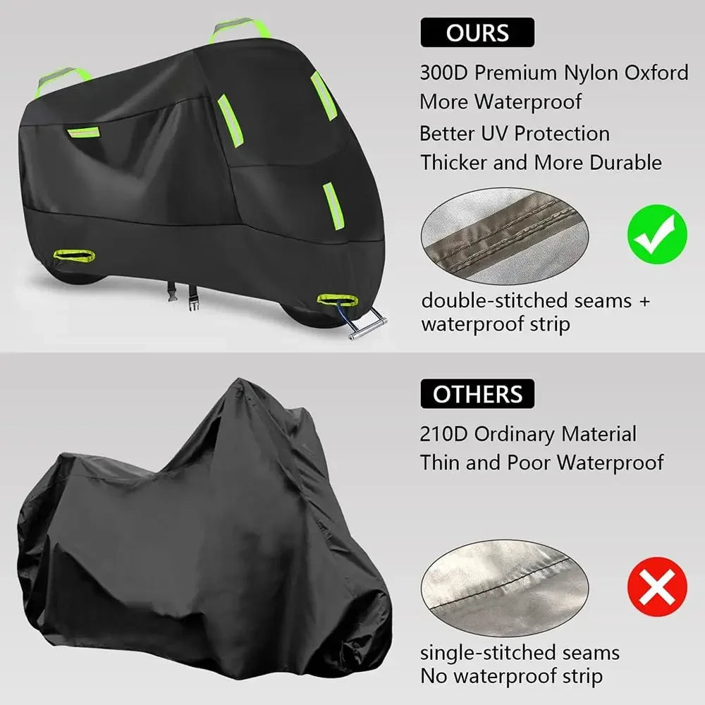 Motorcycle Cover Waterproof Outdoor Indoor Scooter Wear-resistant Fabric 210T Motorbike Cover All Season Dustproof UV Protective
