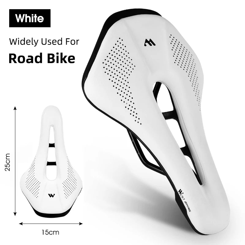 WEST BIKING Thicken Bicycle Saddle Comfortable Shockproof Cycling Seat Hollow Non-slip Soft Cushion Travel MTB Road Bike Saddle