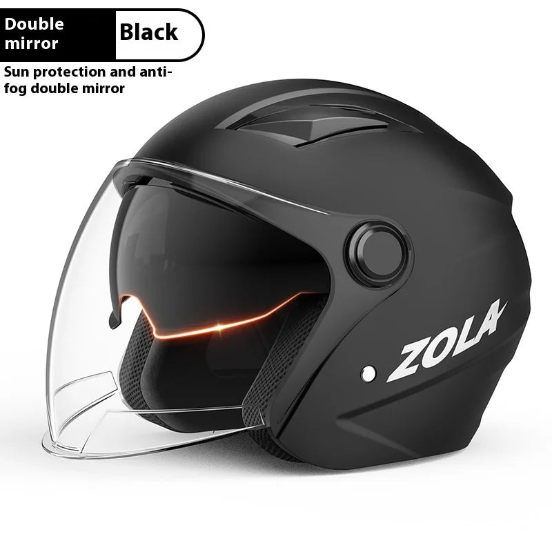 Standard Electric Bike Helmet Men Anti Fog Warm Winter Electric Bike Riding Double Mirror Helmet Black dual mirror China