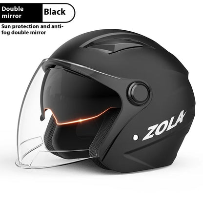 Standard Electric Bike Helmet Men Anti Fog Warm Winter Electric Bike Riding Double Mirror Helmet Black dual mirror China