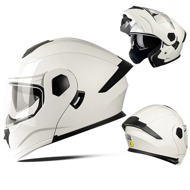 DOT Certified ABS Flip-Up Helmet - Lightweight & Compact, Round Smooth Design for Men/Women