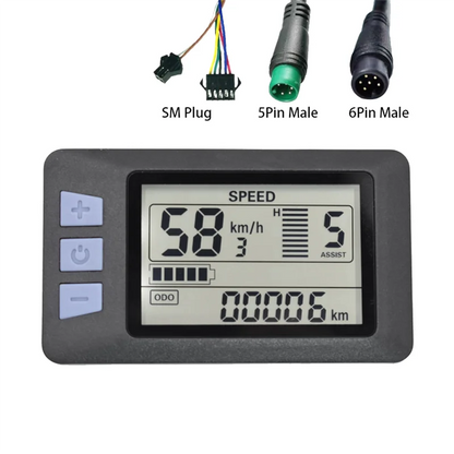 AA90 P3H LCD Display Meter Dashboard 24V 36V 48V 60V Electric Bike Meter Display Panel for Electric Scooter(5PIN)