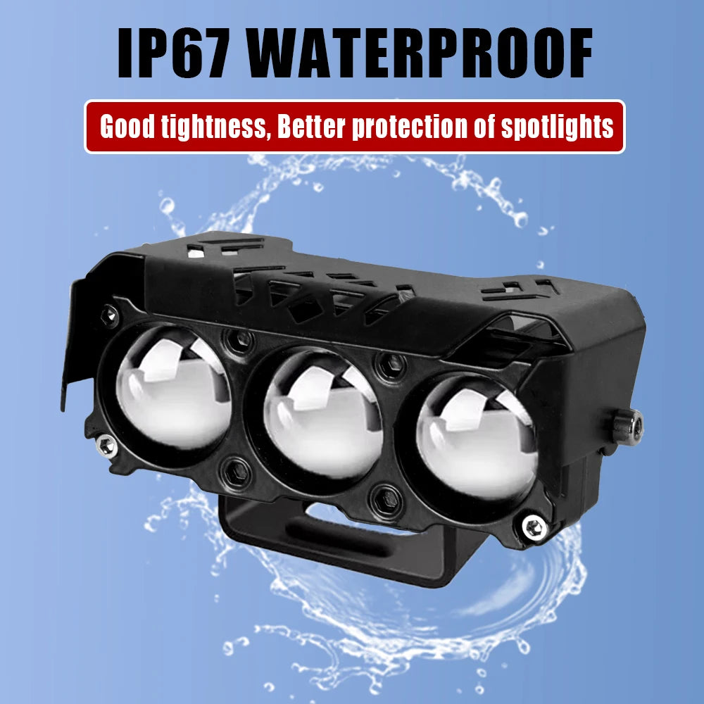 LED Motorcycle Spotlight Work Lamps Dual Color Hi/Low Beam Fog Light For Cars, SUVs, UTVs, Trucks, 12V, Mini Lens, Driving Light