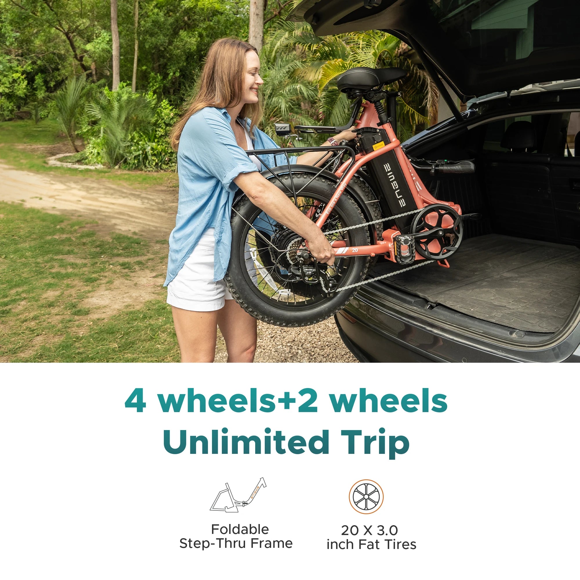   ENGWE L20 2.0 Foldable Fat Tire Electric Bike 750W Motor 52V 13Ah Battery