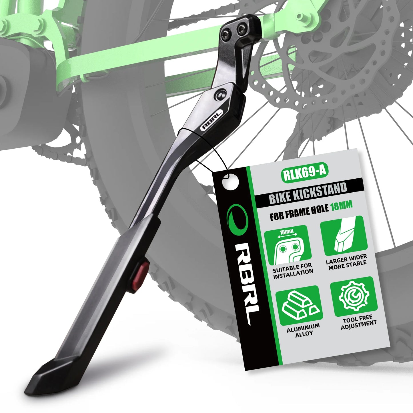 RBRL Adjustable Bicycle Kickstand - Aluminium Alloy for 24-29" Bikes