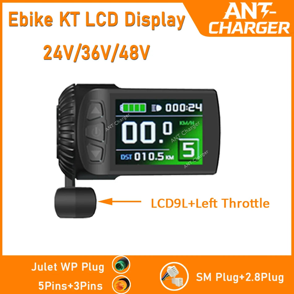Kunteng KT LCD9 Color Display (24V/36V/48V) for E-Bikes – Available in Left Throttle (LCD9L) & Right Throttle (LCD9R)