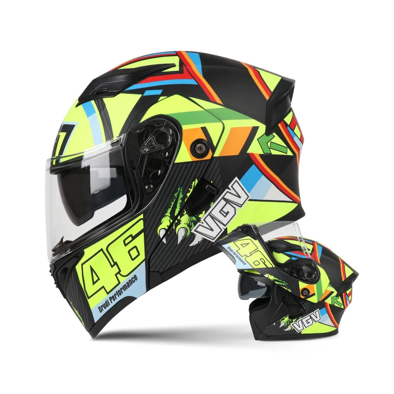 Motorcycle Full Face Helmet Men Women Fashion Dual Lens Helmets Motocross Racing 13 China