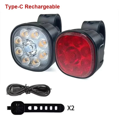 BUCKLOS Bike Light Set Front and Rear Lights Led Bicycle Lamp USB Rechargeable Cycling Flashlight for Road MTB Bicycle Lantern