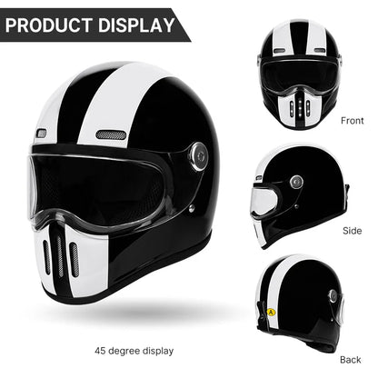 Full Face Helmet Vintage Red Sleek Design Lightweight Construction DOT ECE Certified Ideal