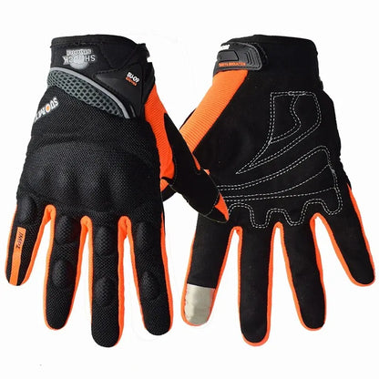 SUOMY Breathable Full Finger Racing Motorcycle Gloves Quality Stylishly Decorated Antiskid Wearable Gloves Size S-XXL Black Orange