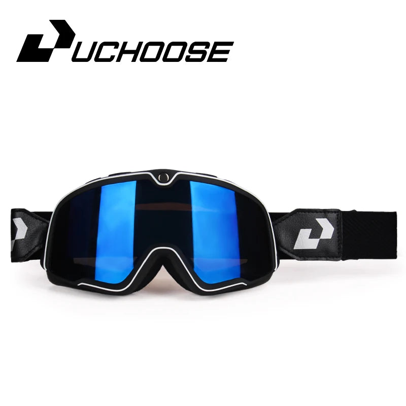 Retro Motorcycle Goggles Ski Glasses Sunglasses ATV Goggles Non-slip Belt AntiUV Cafe Racer Chopper Cycling Racing Free shipping 19
