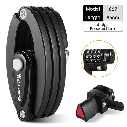 WEST BIKING Foldable Bicycle Lock Anti-theft High Security MTB Road Bike Chain Cable Padlock Durable Portable Cycling Accessory 067 Lock CHINA