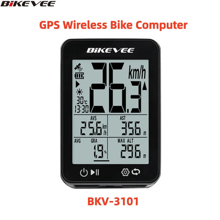 Wireless GPS bike computer with USB-C rechargeable port front display view