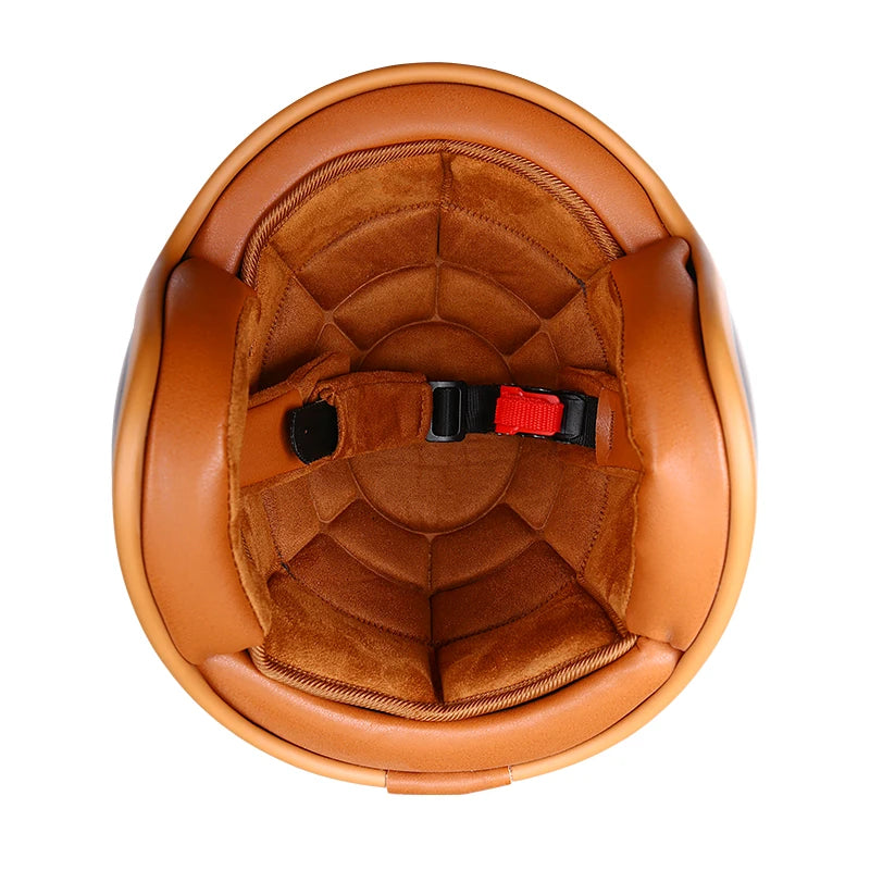 3/4 Motorcycle Helmet Retro Style – ABS Lightweight Shell – No Visor – Adjustable Strap