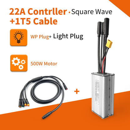 Electric Bike KT Controller 36V 48V Waterproof Brushless 250W 350W 500W 1000W Ebike Accessories with Light Function