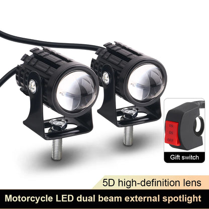 2pcs Motorcycle Headlights LED Lenses Auxiliary Front Lighting explorers Motorcycle Car Accessories Dual Color White Yellow 12V