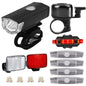 Bike Headlight Taillight Bell Set Bicycle Front Rear Lamp Waterproof Riding Cycling Light USB Charging LED Flashlight Accessorie C Set