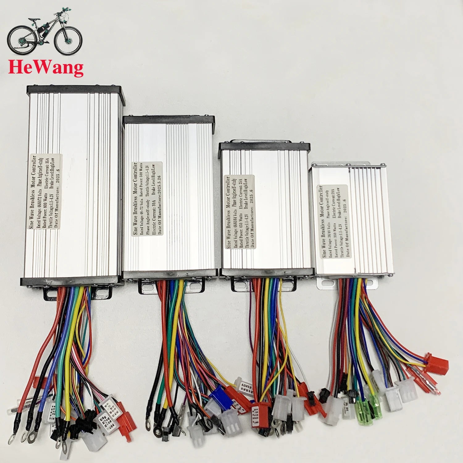 350W/450W/500W/800W three-mode sine wave controller 48V/52V/64V e-bike brushless motor controller 18A/25A/33A/30A for e-scooters