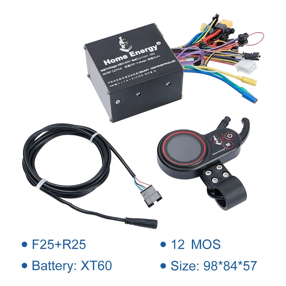 Waterproof Electric Bicycle Line Controller, Double Drive, Electric Scooter, Motorcycle LCD Display, 48V, 60V, 72V, 50A, 120A