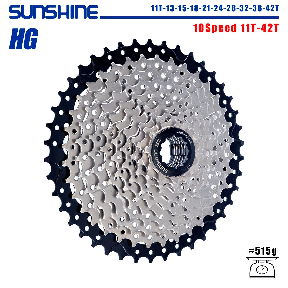 SUNSHINE Bicycle Cassette 8/9/10/11/12Speed Freewheel 32/36T/40T/42T/46T/50T/52T Sprocket HG Structure Flywheel For SHIMANO/SRAM 10 Speed 11T-42T China