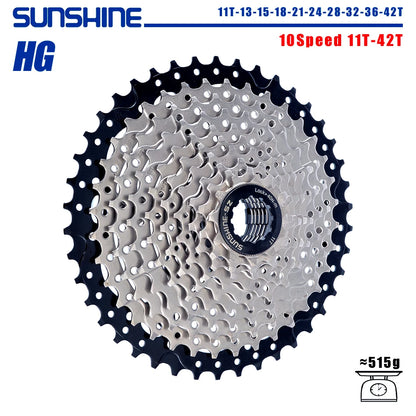 SUNSHINE Bicycle Cassette 8/9/10/11/12Speed Freewheel 32/36T/40T/42T/46T/50T/52T Sprocket HG Structure Flywheel For SHIMANO/SRAM 10 Speed 11T-42T China