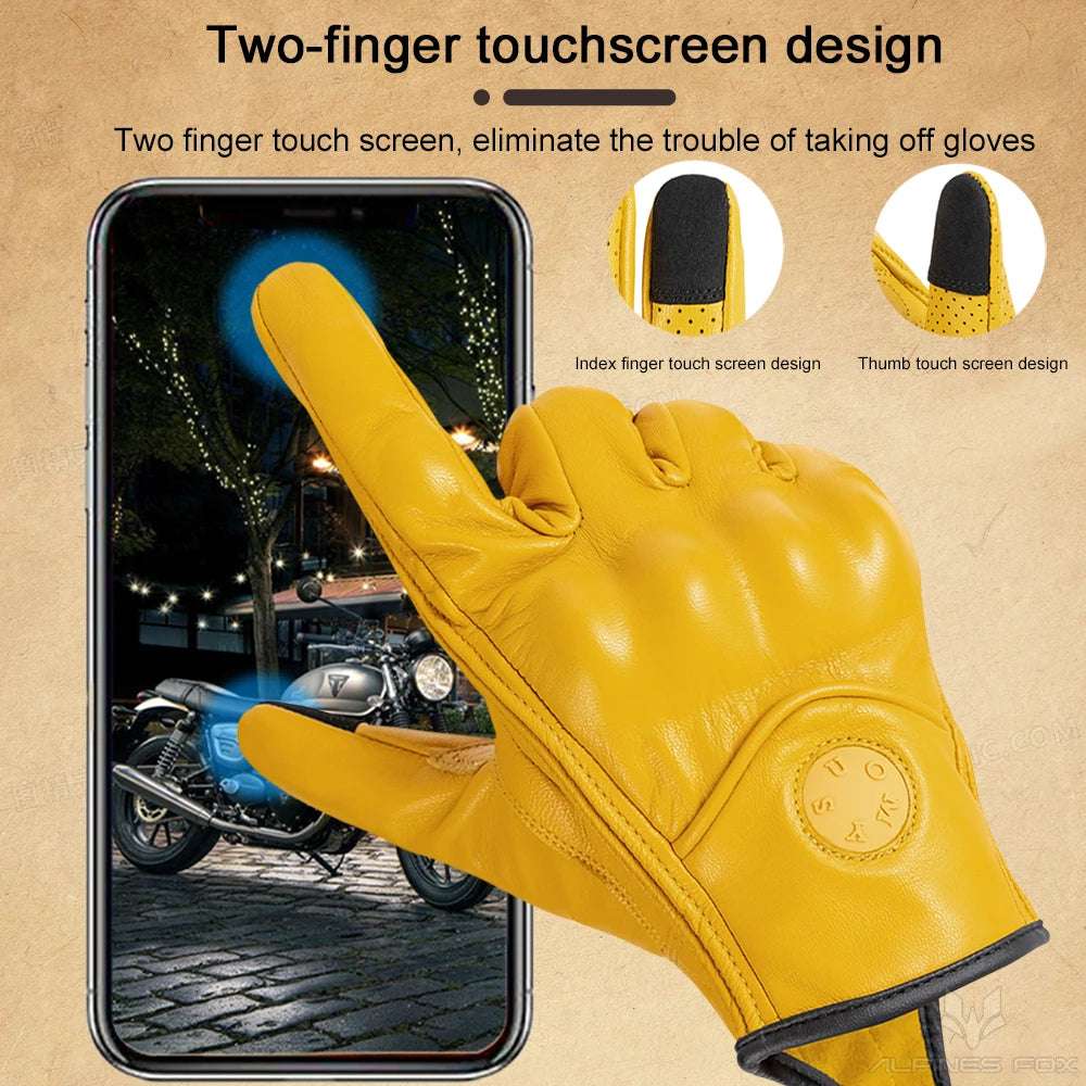SUOMY Yellow New Motorcycle Racing Gloves Summer Perforated Leather Motocross Glove Men Women Motorcyclist Protected Gloves