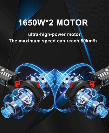 DT10 3300W Electric Scooter – 52V 21Ah Battery, Dual Suspension, Foldable Design