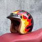 Motorcycle Half Open Face Four Seasons Universal Semi-open Motocross Helmet Black Fire