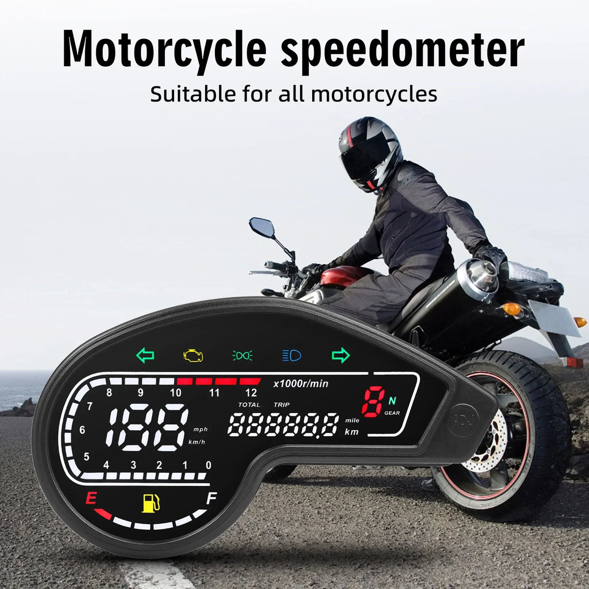 Waterproof universal motorcycle digital odometer dashboard instrument panel