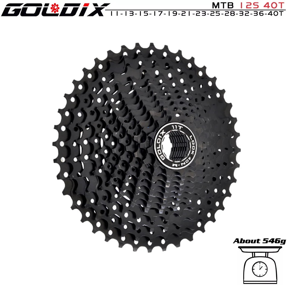 GOLDIX Black MTB Cassette 8/9/10/11/12 Speed 40/42/46/50T K7 Bicycle Freewheel Sprocket