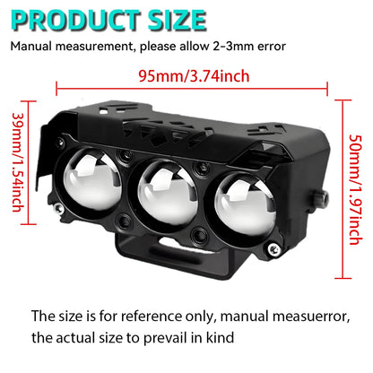 LED Motorcycle Spotlight Work Lamps Dual Color Hi/Low Beam Fog Light For Cars, SUVs, UTVs, Trucks, 12V, Mini Lens, Driving Light
