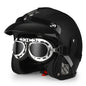 Retro Harley Motorcycle Helmet Quater-Mask in Dark Blue Leather with Copper Mirror for All Seasons 55.heise.yin China