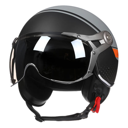 Motorcycle Helmet Jet with Visor Motorbike Riding 3/4 Open Half Helmet Retro Scooter
