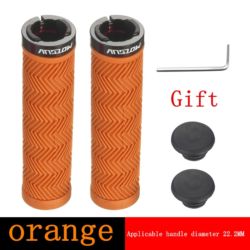 MOTSUV Bicycle Grips MTB Handbar Grip Rubber Non-slip Lock Ring Cycling Anti Slip and Shockproof Mountain Bike Accessory NEW HOT Orange
