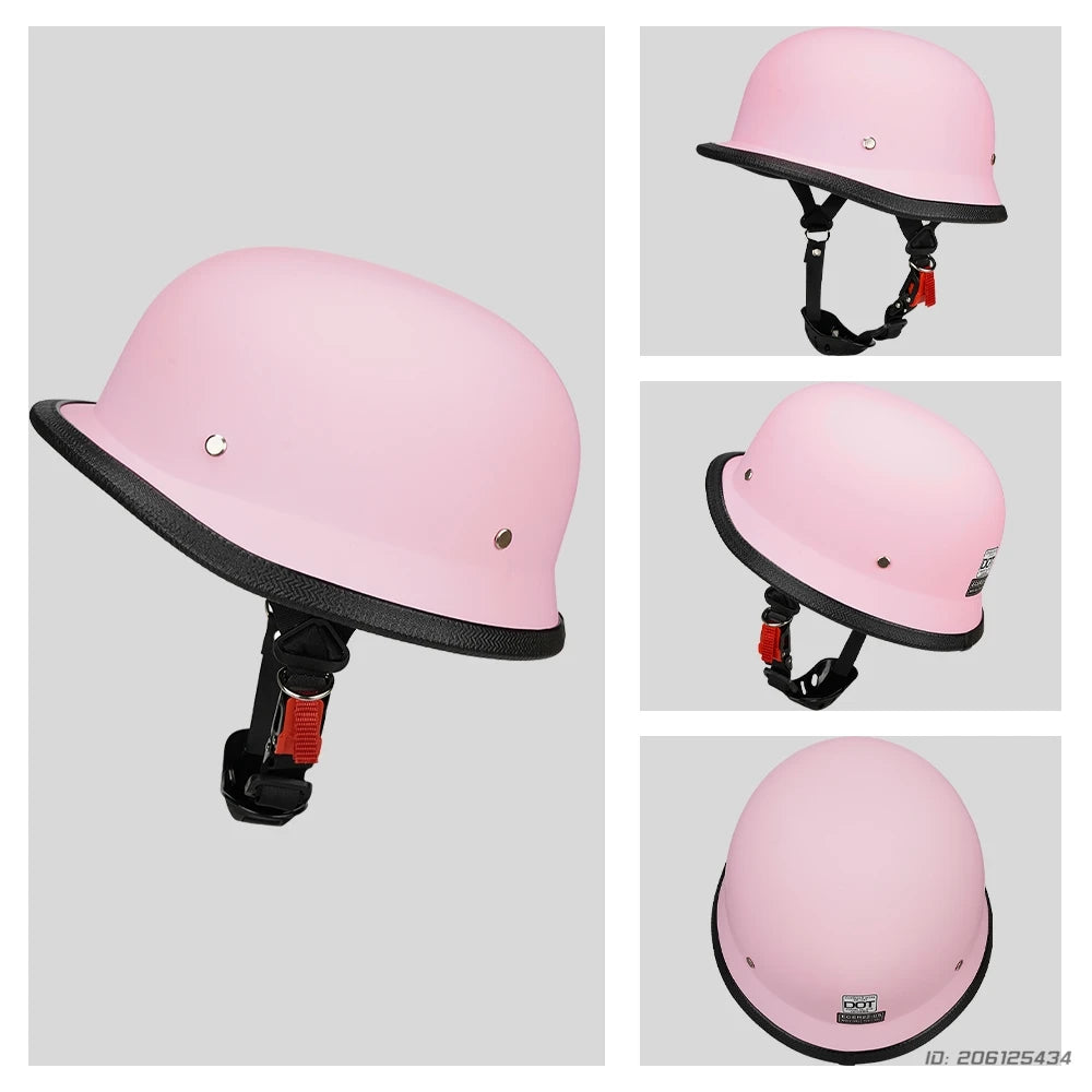 Helmet Motorcycle Leather Vintage Open Face Helmet Men Women Moto Half Helmet DOT Certification