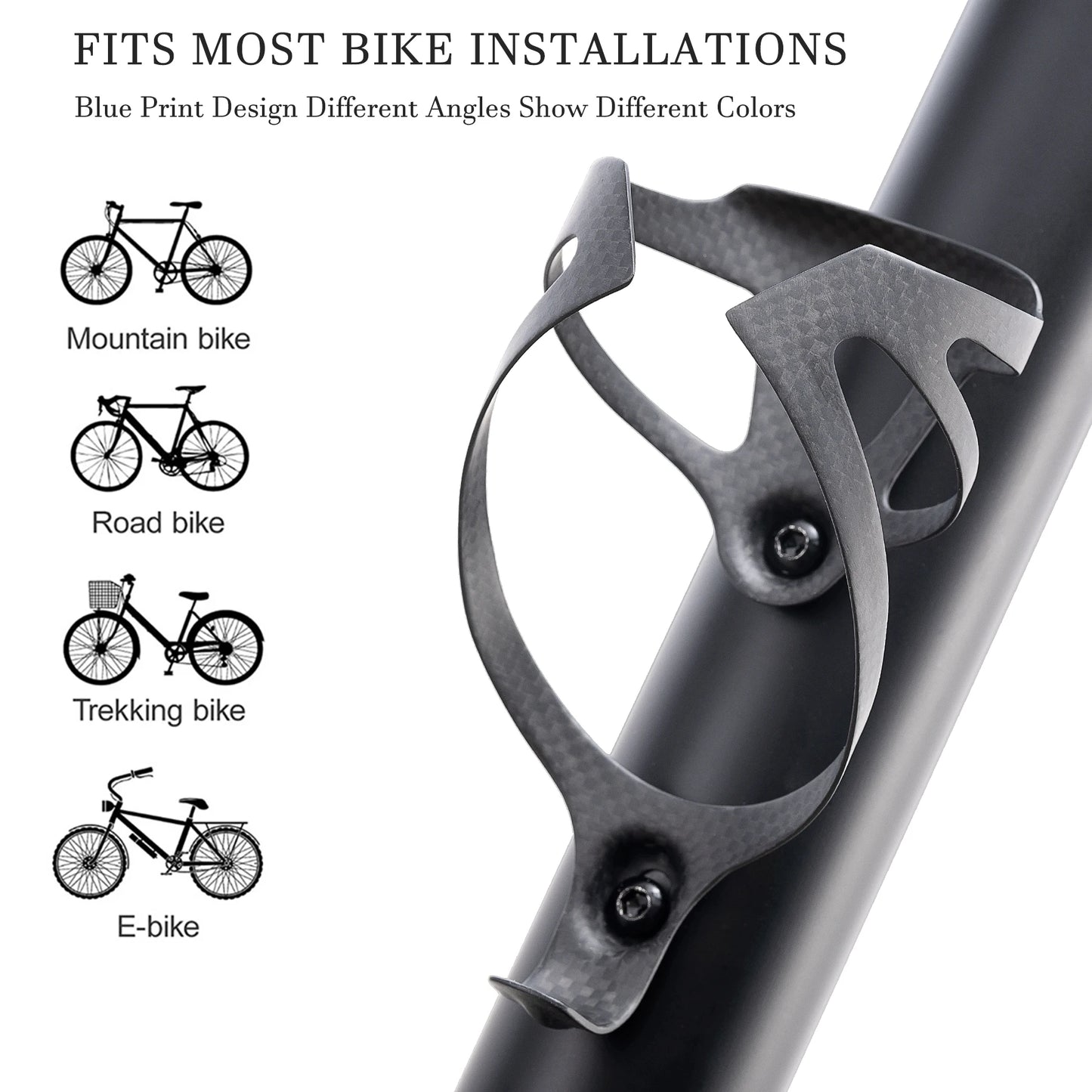HUALONG 3K Carbon Fiber Bicycle Water Bottle Cage MTB Road Bike Water Bottle Holder Cages, Matte Black, Weight (16±2g)
