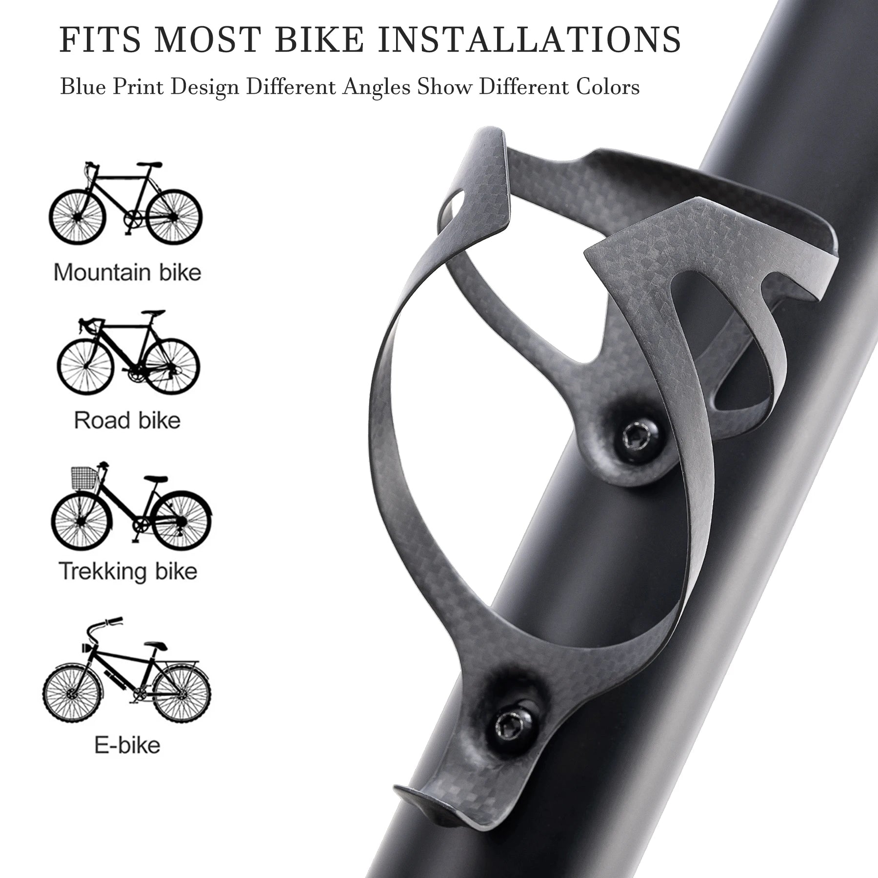 HUALONG 3K Carbon Fiber Bicycle Water Bottle Cage MTB Road Bike Water Bottle Holder Cages, Matte Black, Weight (16±2g)