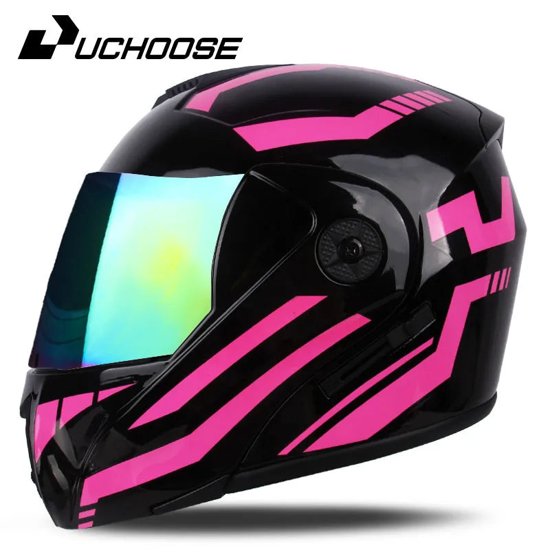 New Motorcycle helmet full face racing with Double sun visor Women man flip up Double lens DOT FH-CAI