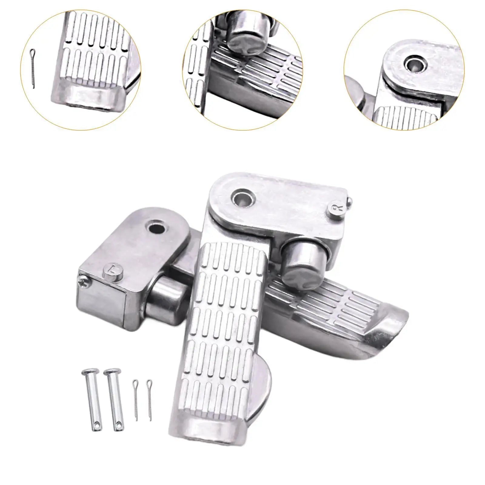 1 Pair of Motorcycle Foot Pegs Pedal Aluminum Alloy 11x2.5cm Spare Parts for E-bike Scooter Simple Assembly Folding